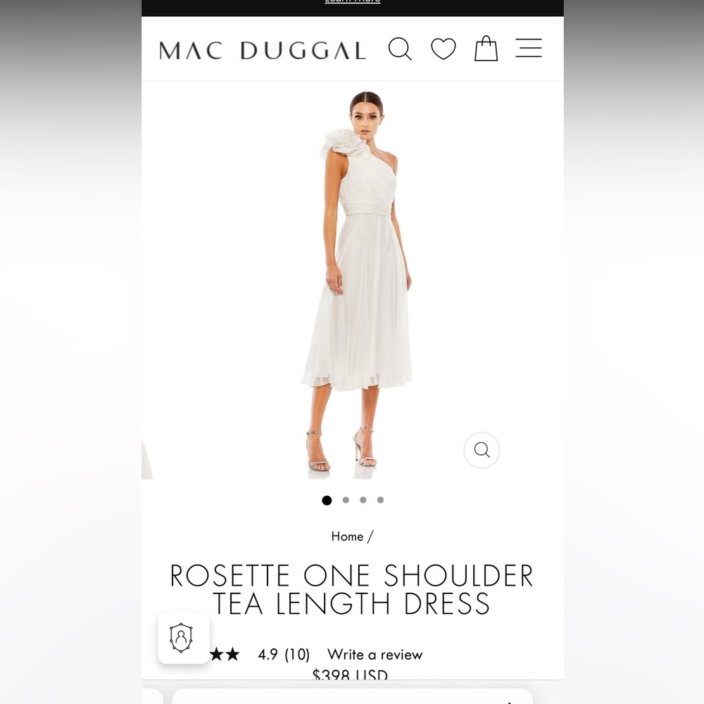 Mac Duggal ROSETTE ONE SHOULDER TEA LENGTH DRESS- still has tags!